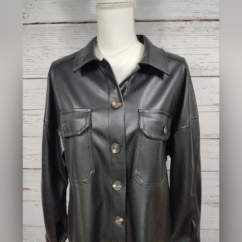 Faux Leather Shacket - Picture 2 of 11